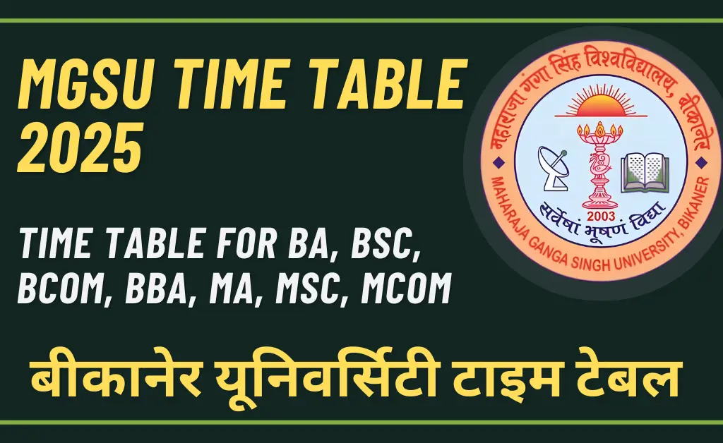 MGSU Time Table 2025
